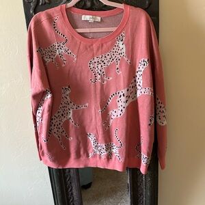 Leopard Print Pink Sweater